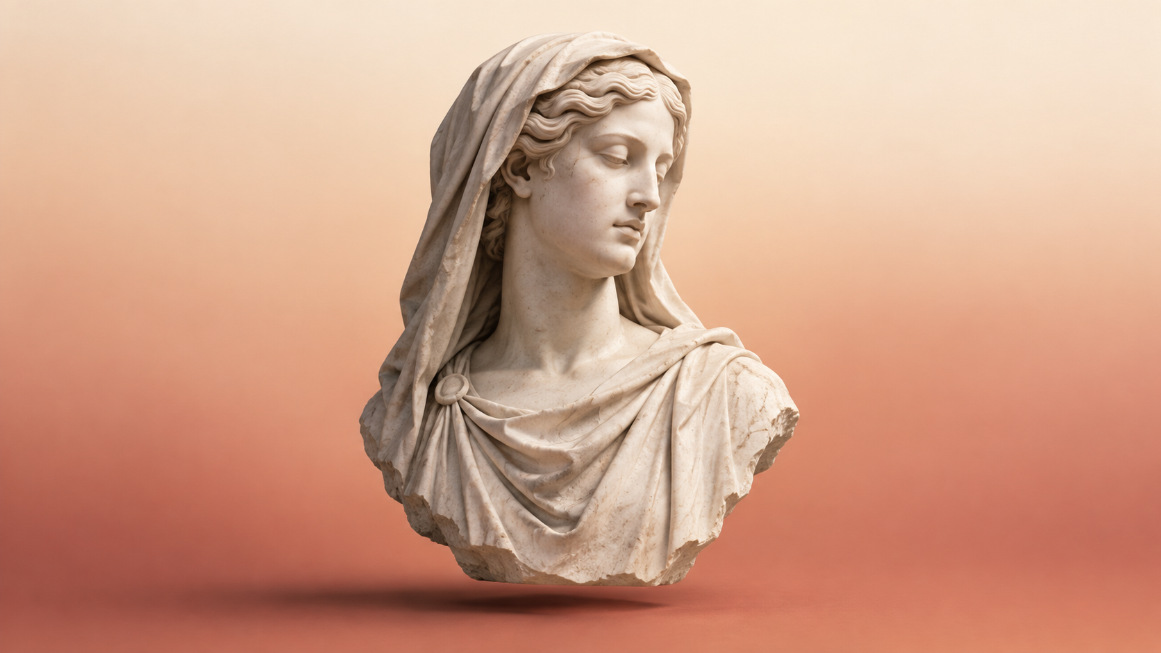 A classical marble bust of a Sibyl - memory rendered in stone